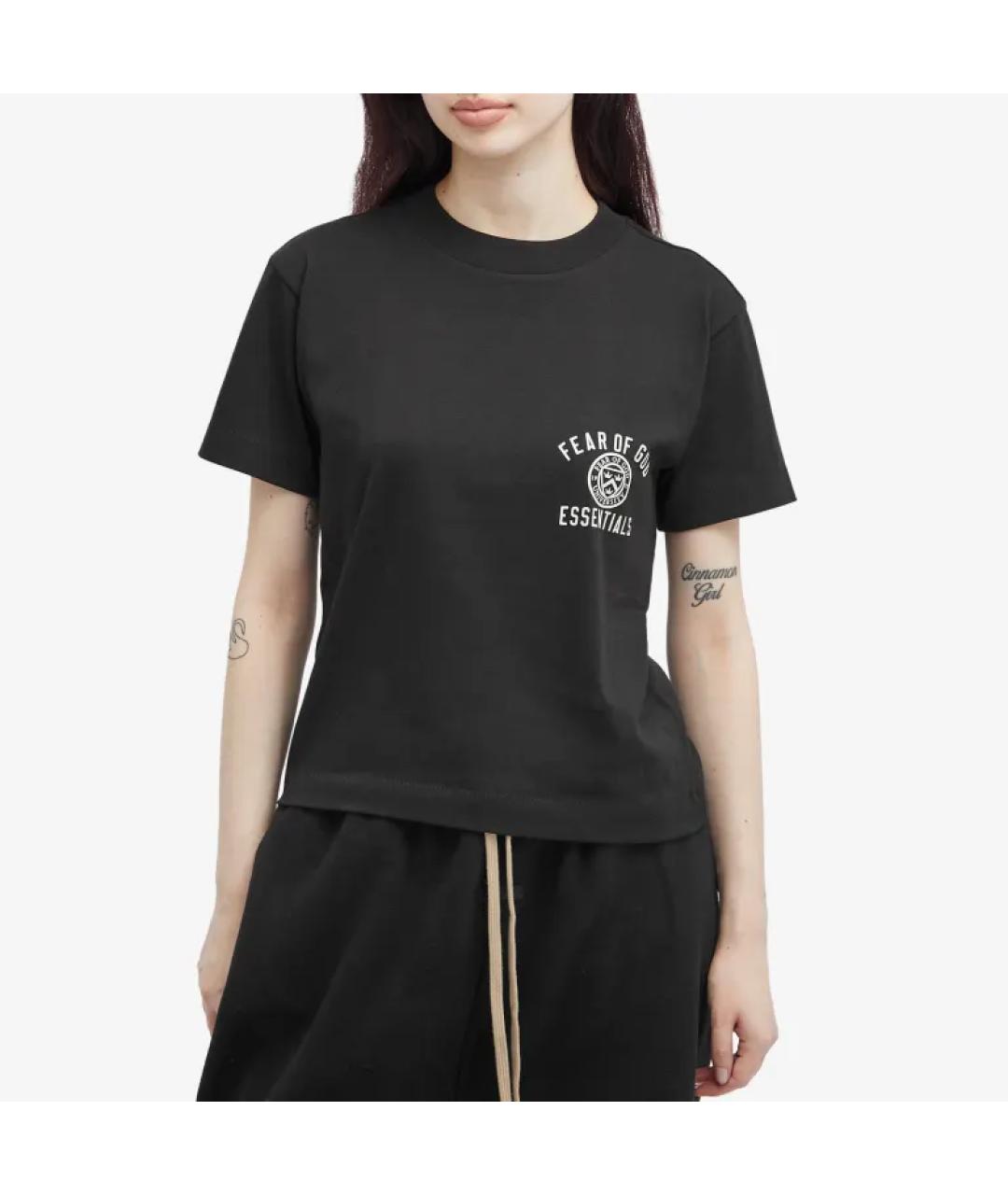 FEAR OF GOD ESSENTIALS Черная хлопковая футболка, фото 3