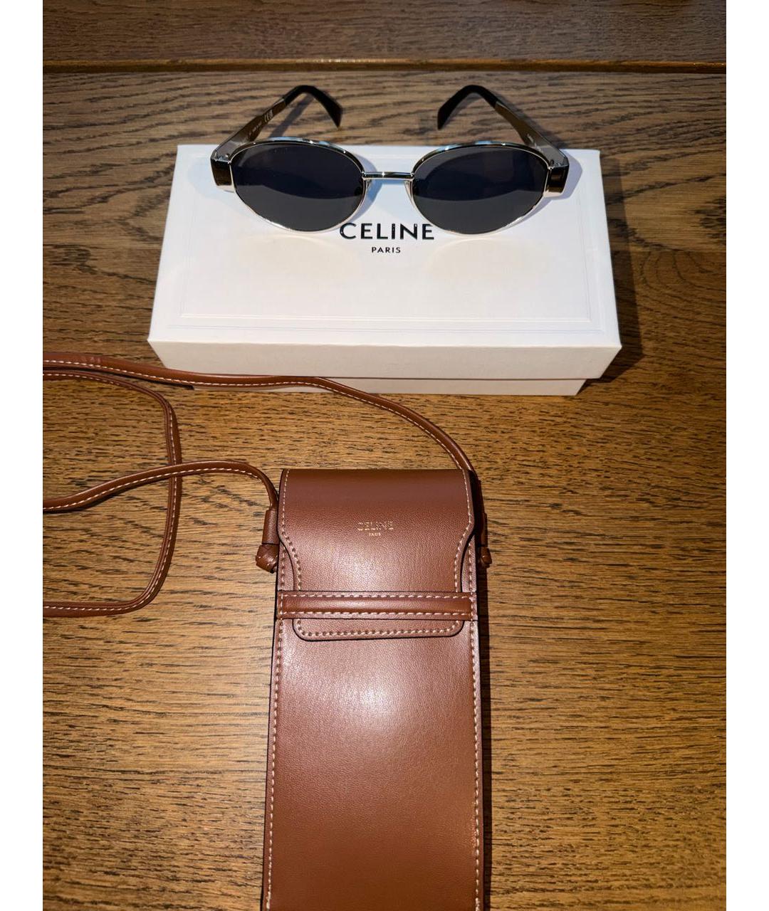 CELINE Антрацитовые металлические солнцезащитные очки, фото 5