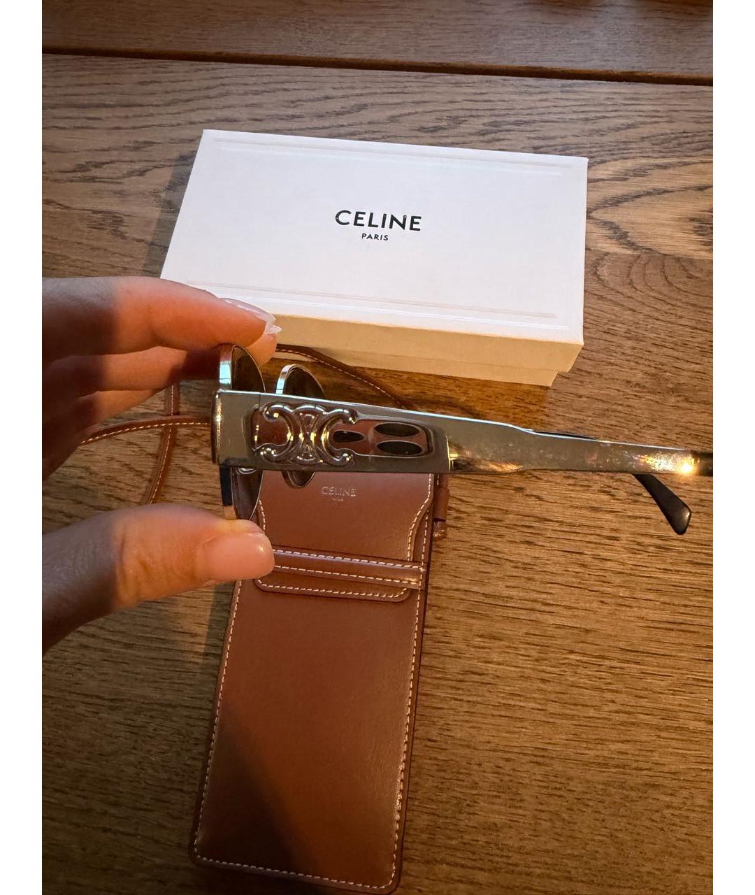 CELINE Антрацитовые металлические солнцезащитные очки, фото 2