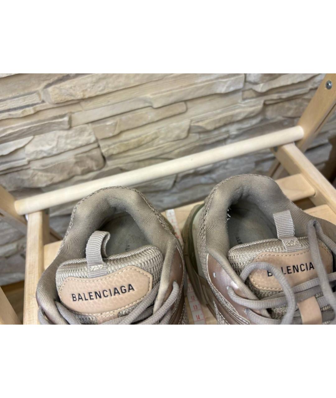 BALENCIAGA Коричневые текстильные низкие кроссовки / кеды, фото 6