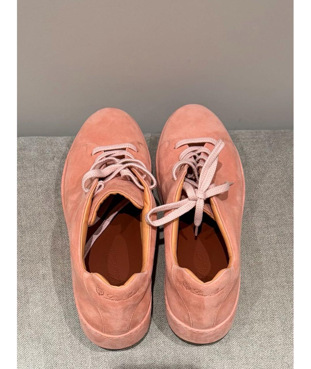 LORO PIANA Розовые кожаные кеды, фото 3