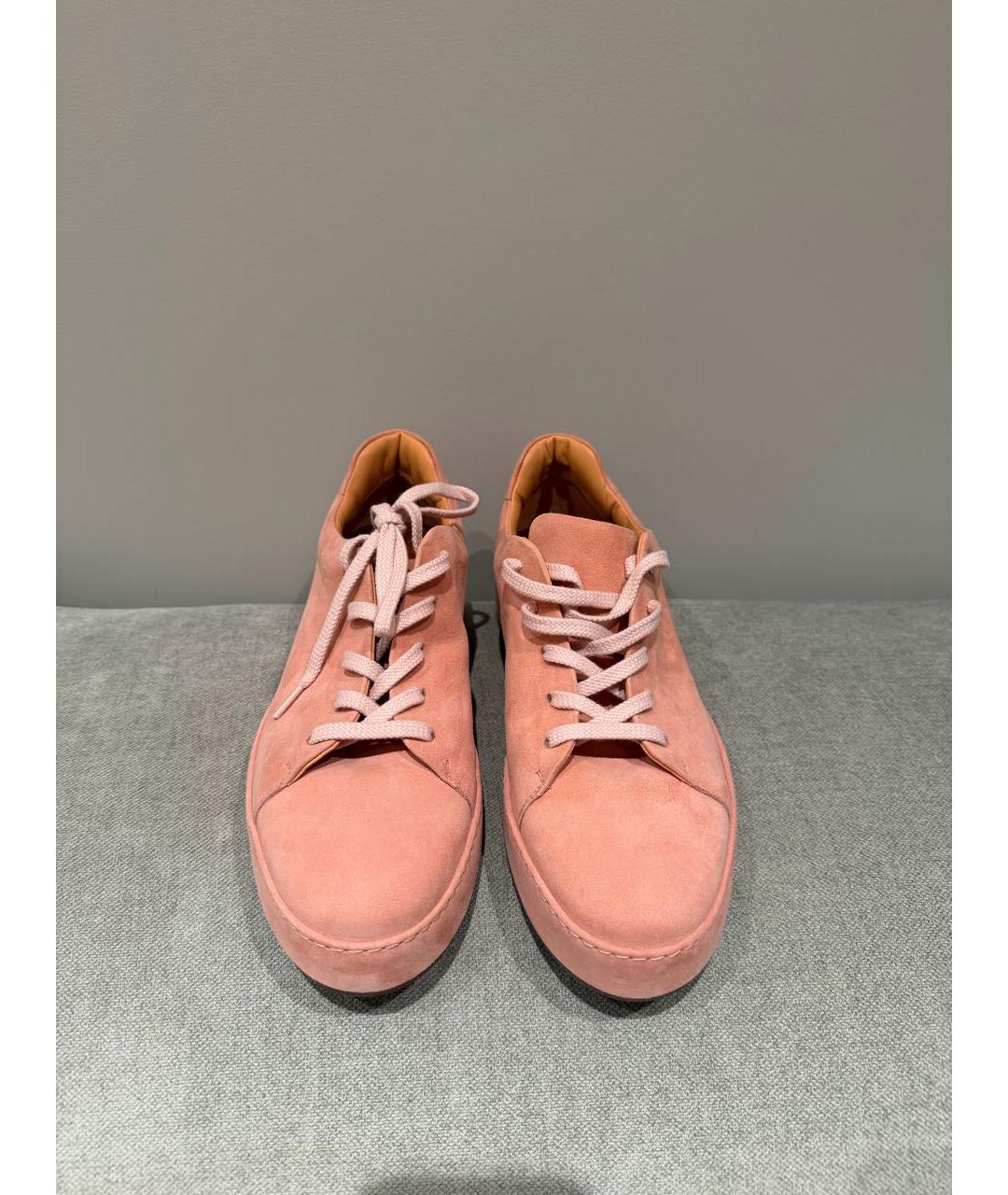 LORO PIANA Розовые кожаные кеды, фото 2