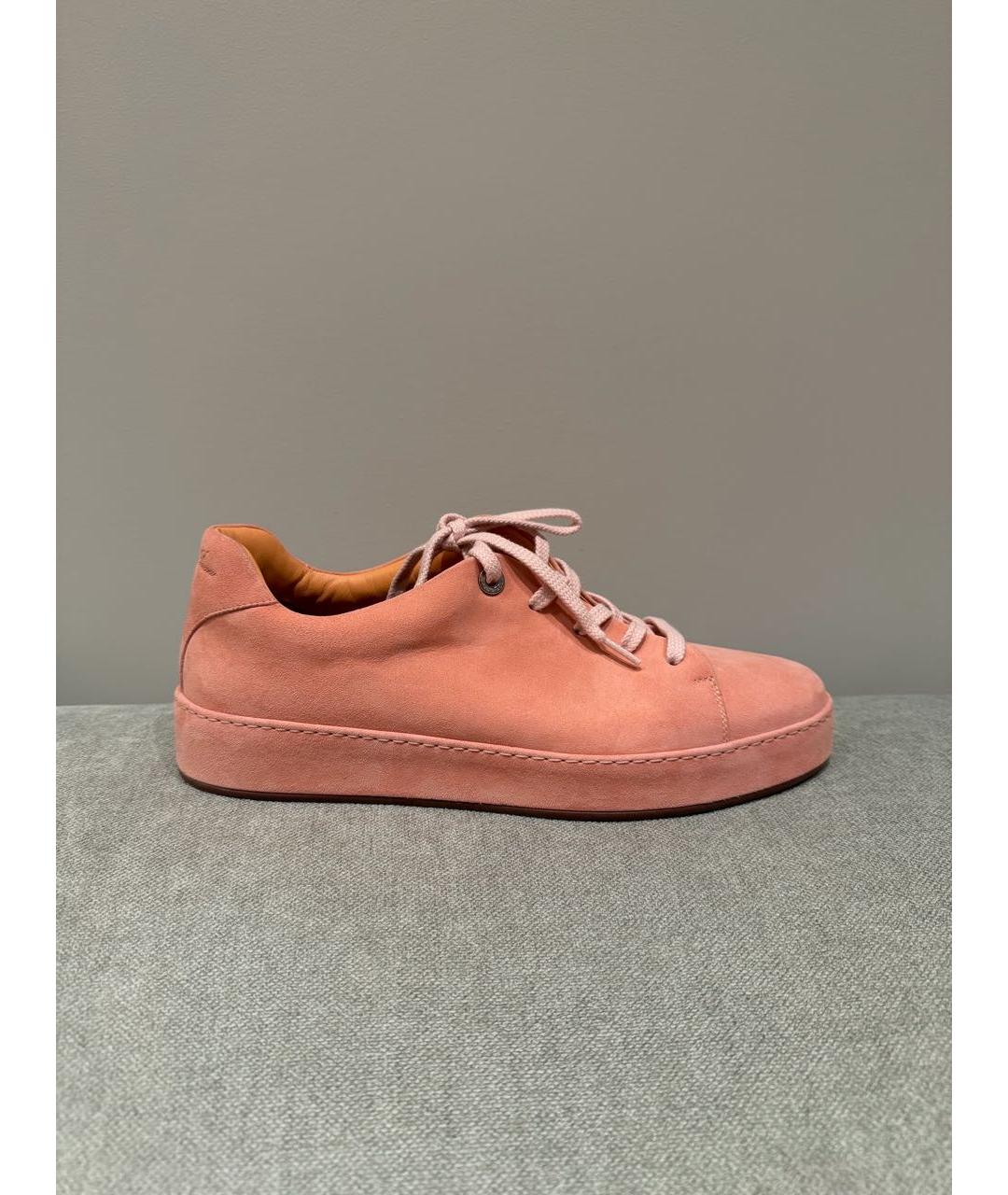 LORO PIANA Розовые кожаные кеды, фото 9
