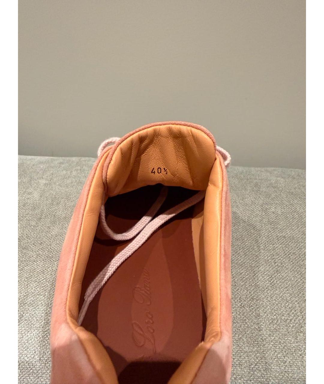 LORO PIANA Розовые кожаные кеды, фото 5