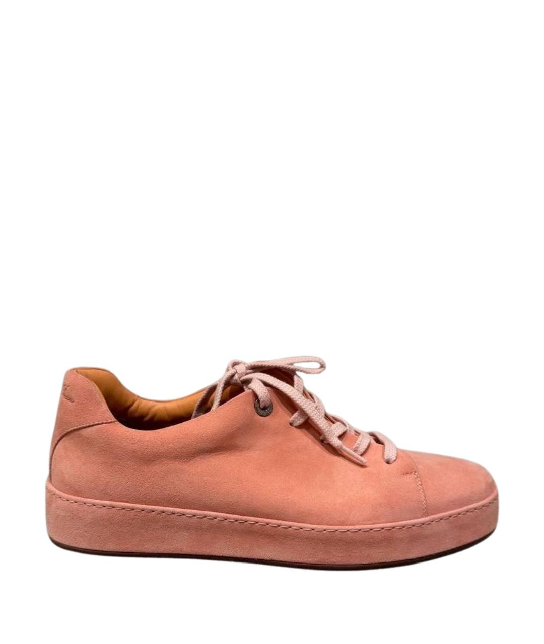 LORO PIANA Розовые кожаные кеды, фото 1