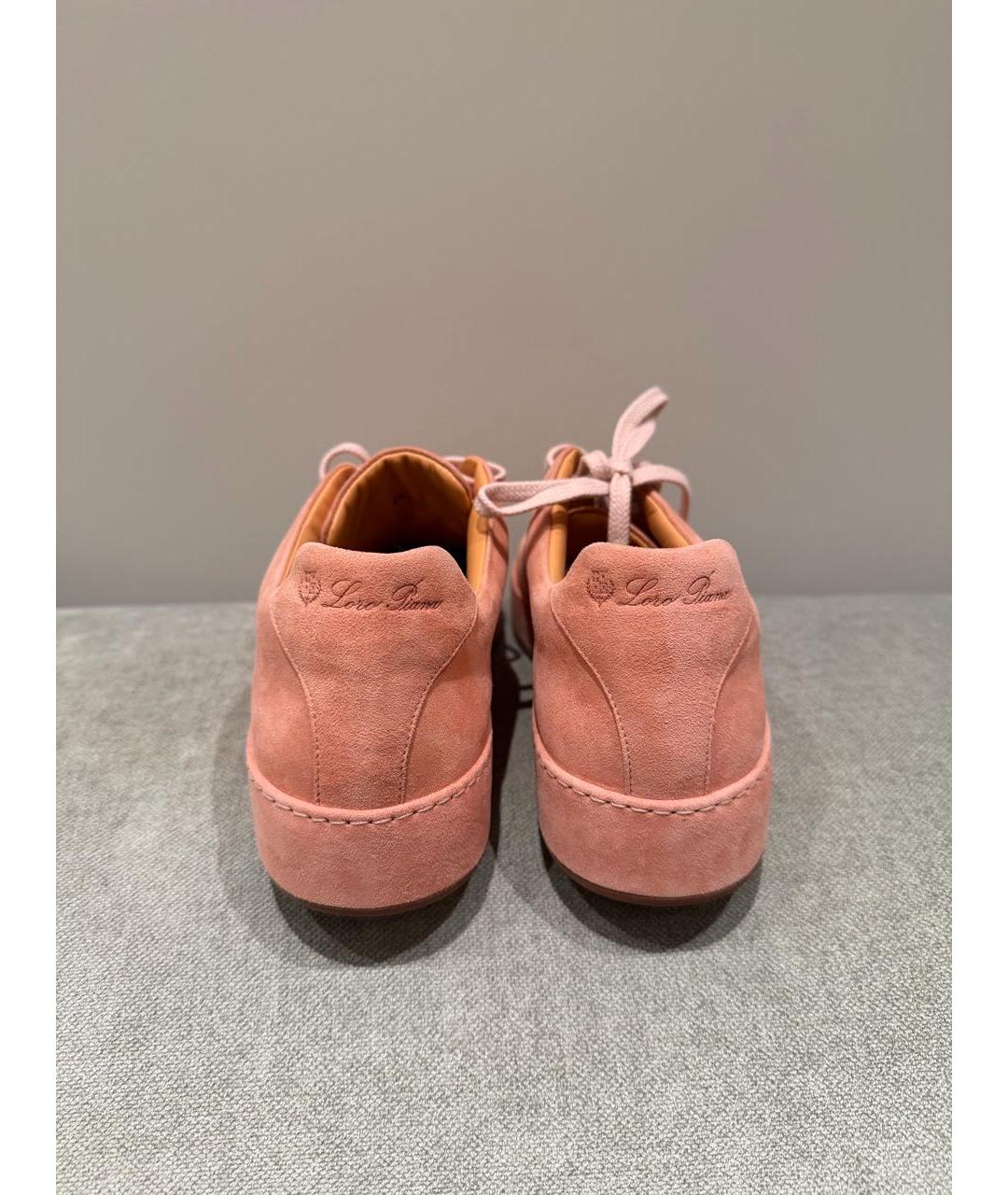 LORO PIANA Розовые кожаные кеды, фото 4