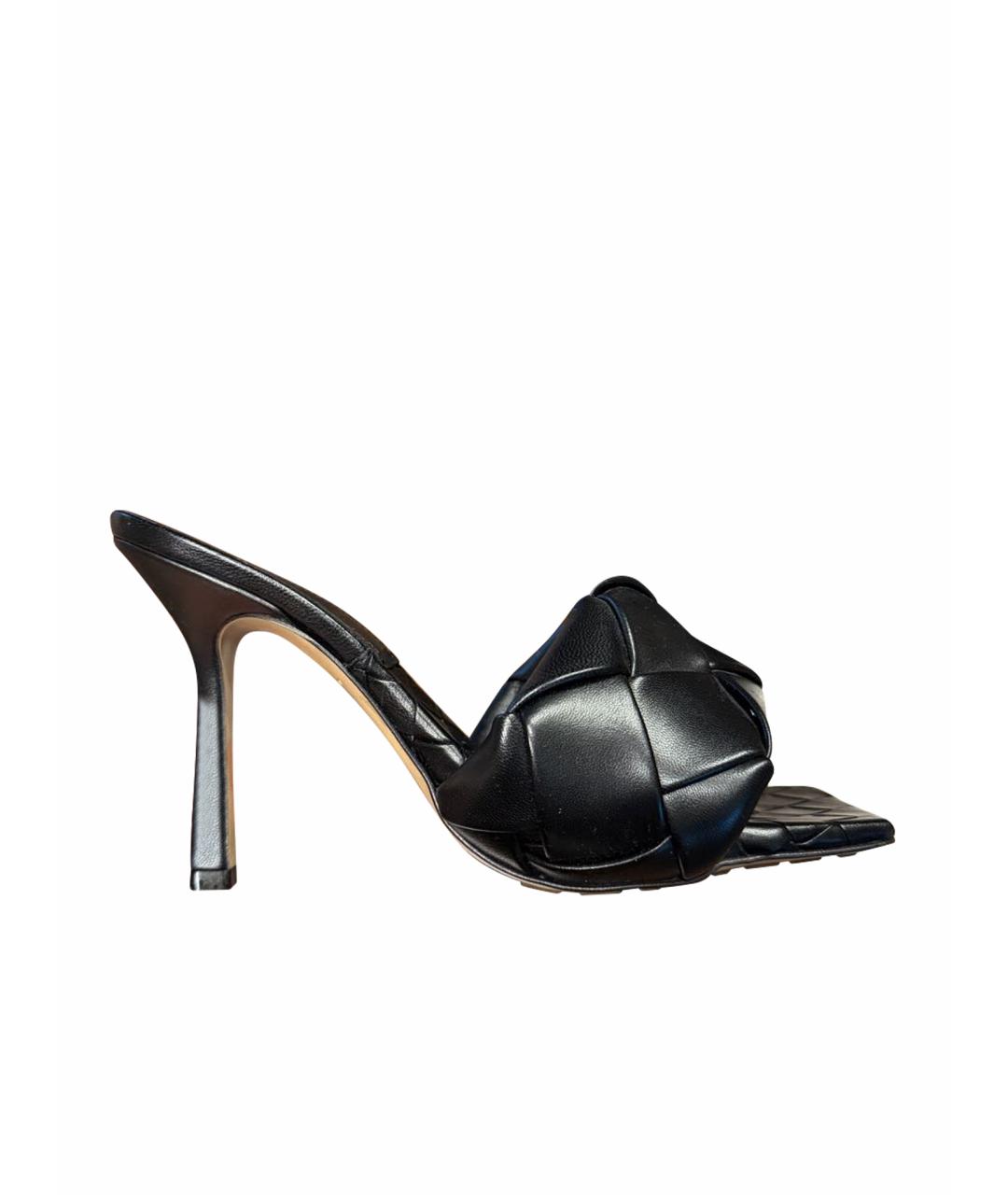BOTTEGA VENETA Черные кожаные мюли, фото 1
