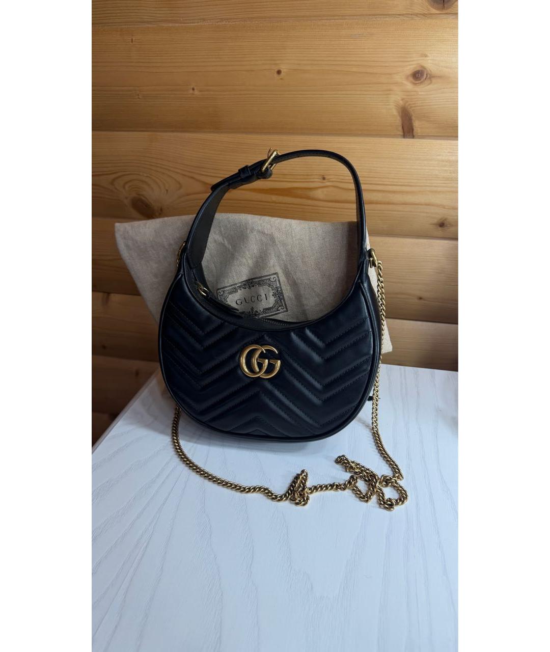 GUCCI Черная кожаная сумка с короткими ручками, фото 2