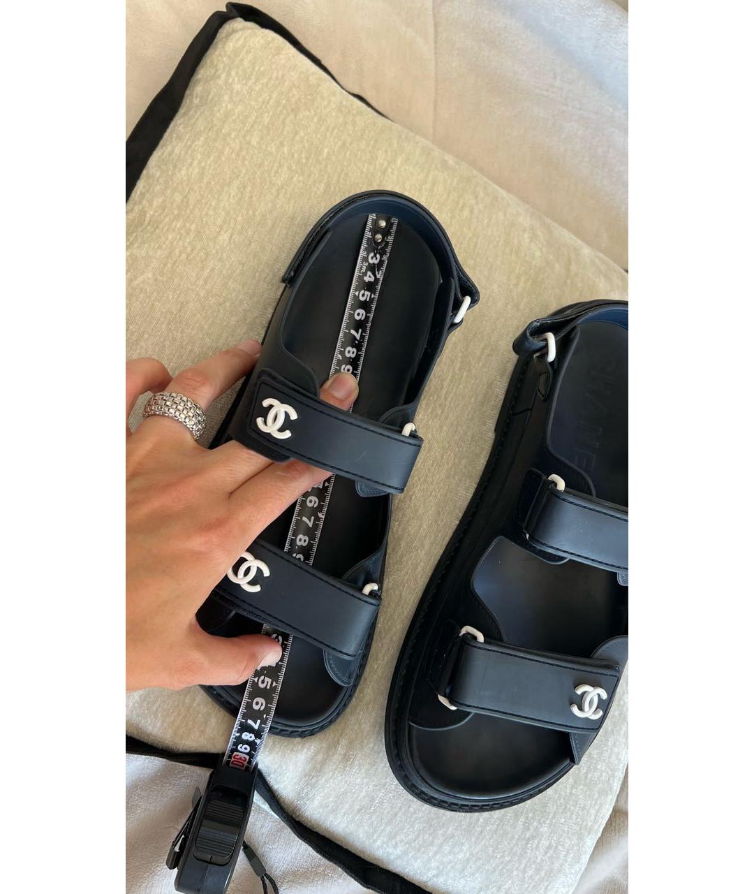 CHANEL Темно-синие резиновые сандалии, фото 4