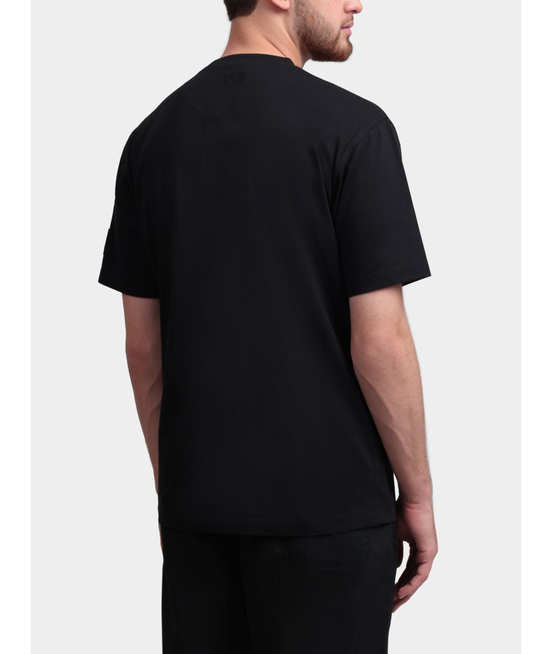 Y-3 Черная хлопковая футболка, фото 5
