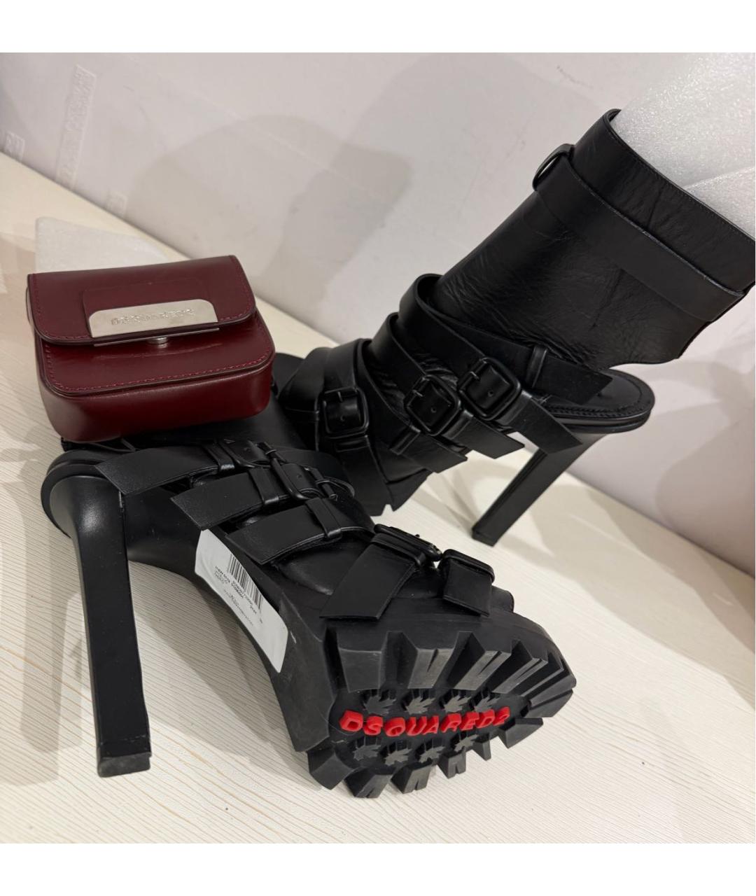 DSQUARED2 Черные кожаные полусапоги, фото 5