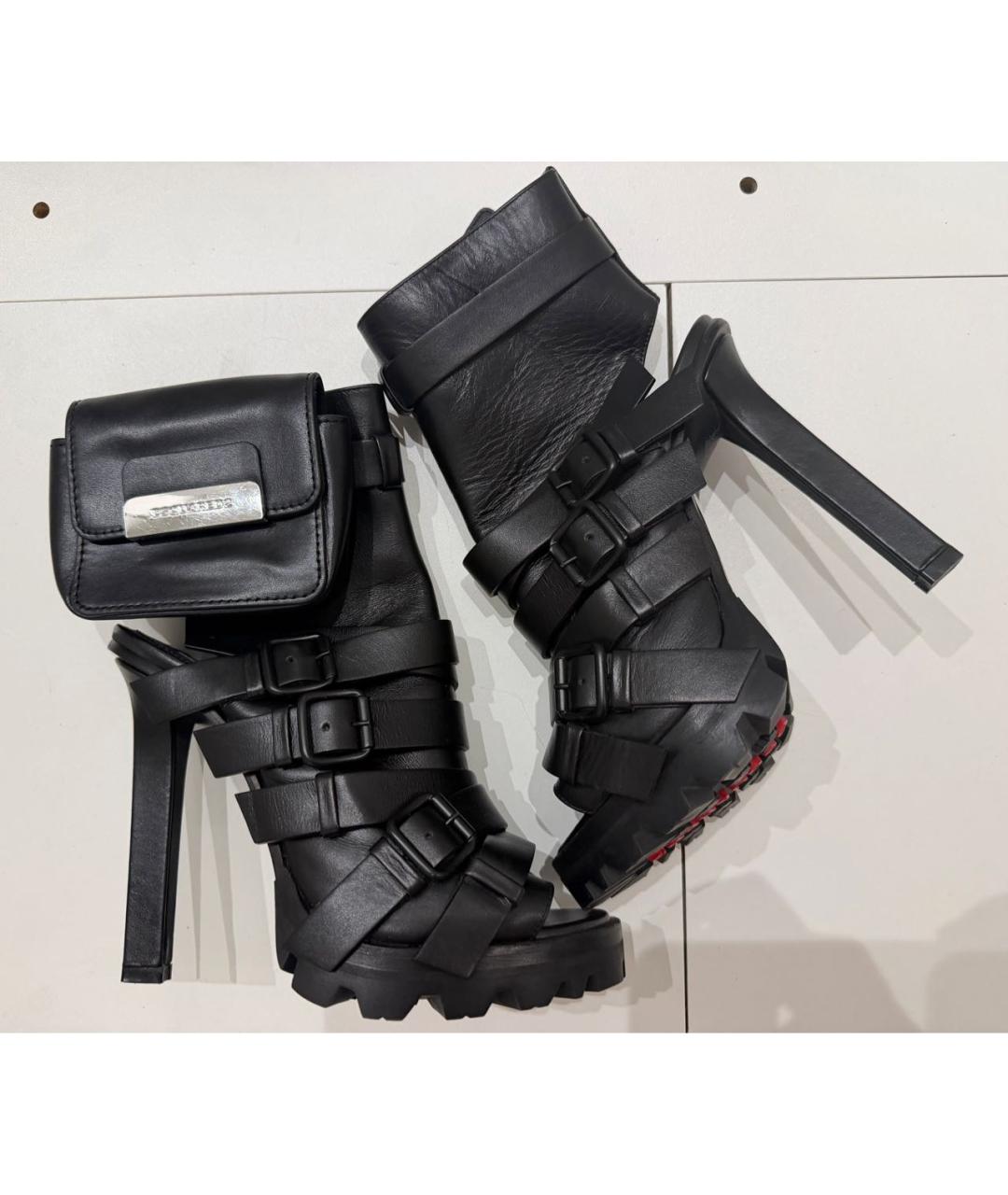 DSQUARED2 Черные кожаные полусапоги, фото 2