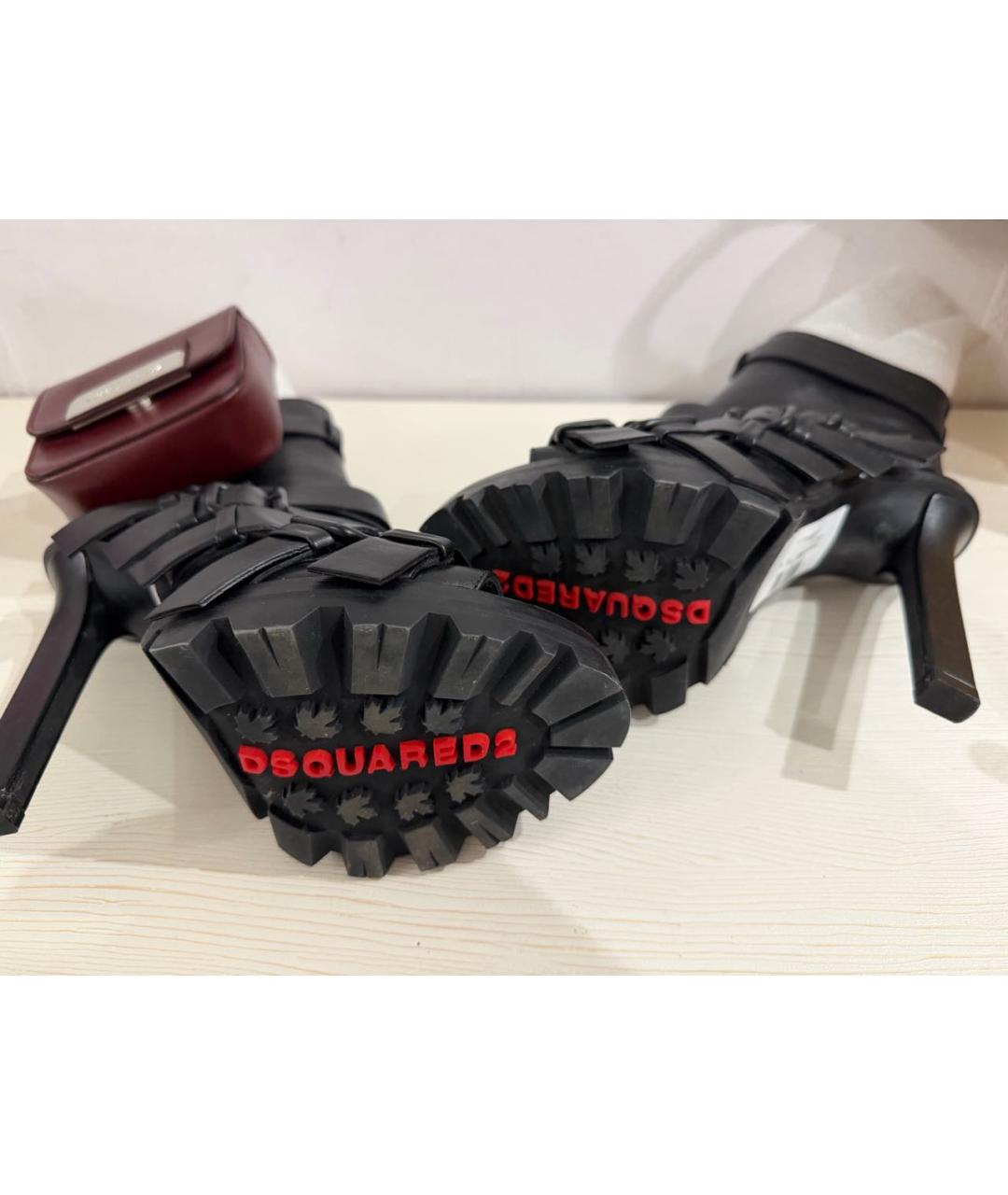 DSQUARED2 Черные кожаные полусапоги, фото 4