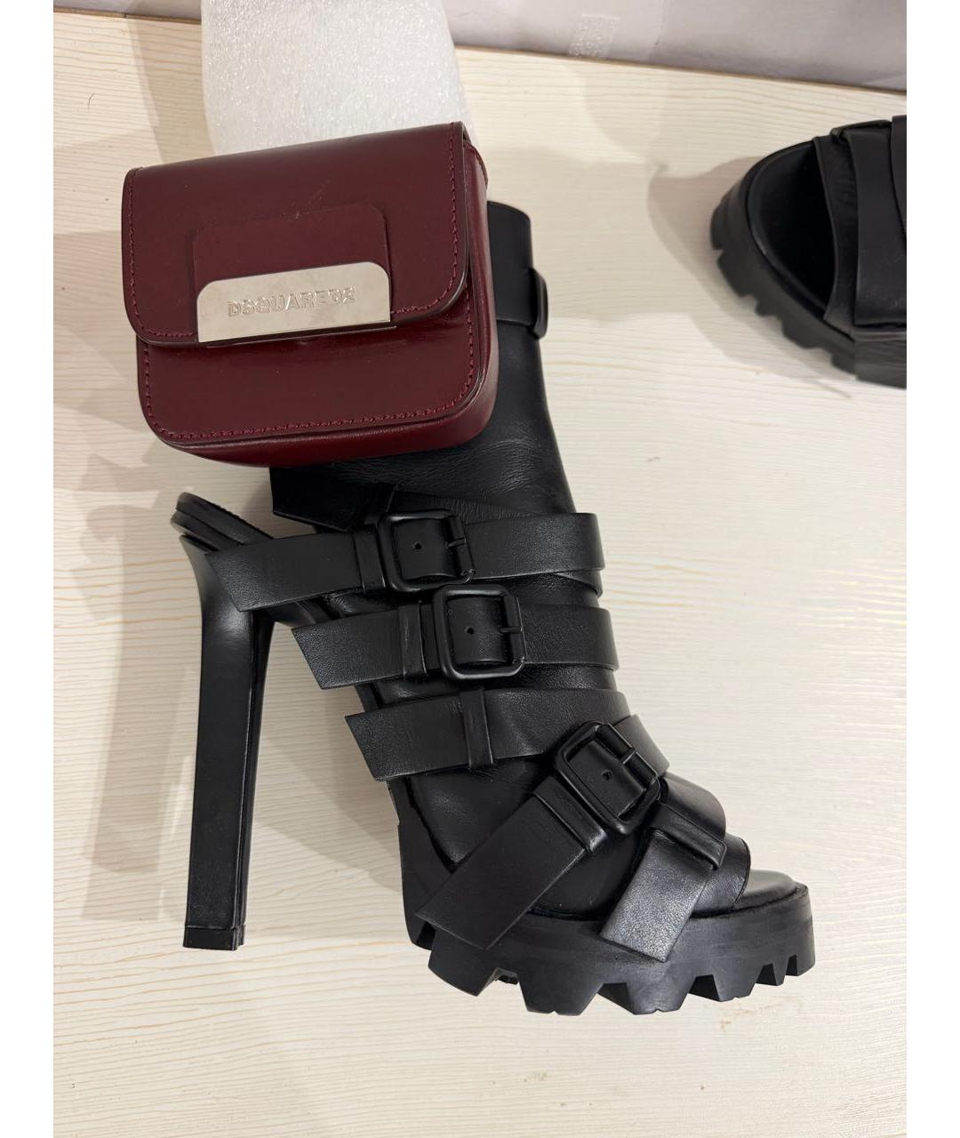 DSQUARED2 Черные кожаные полусапоги, фото 3