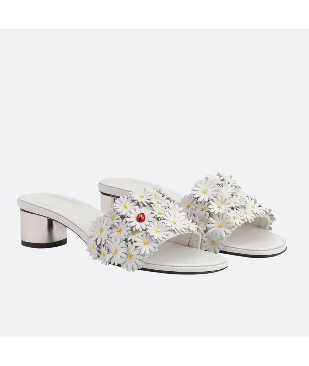 CHRISTIAN DIOR Белые кожаные босоножки, фото 7