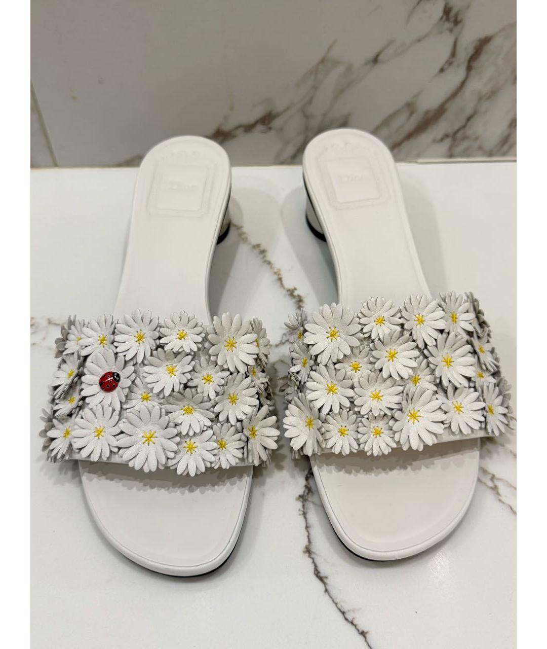 CHRISTIAN DIOR Белые кожаные босоножки, фото 2