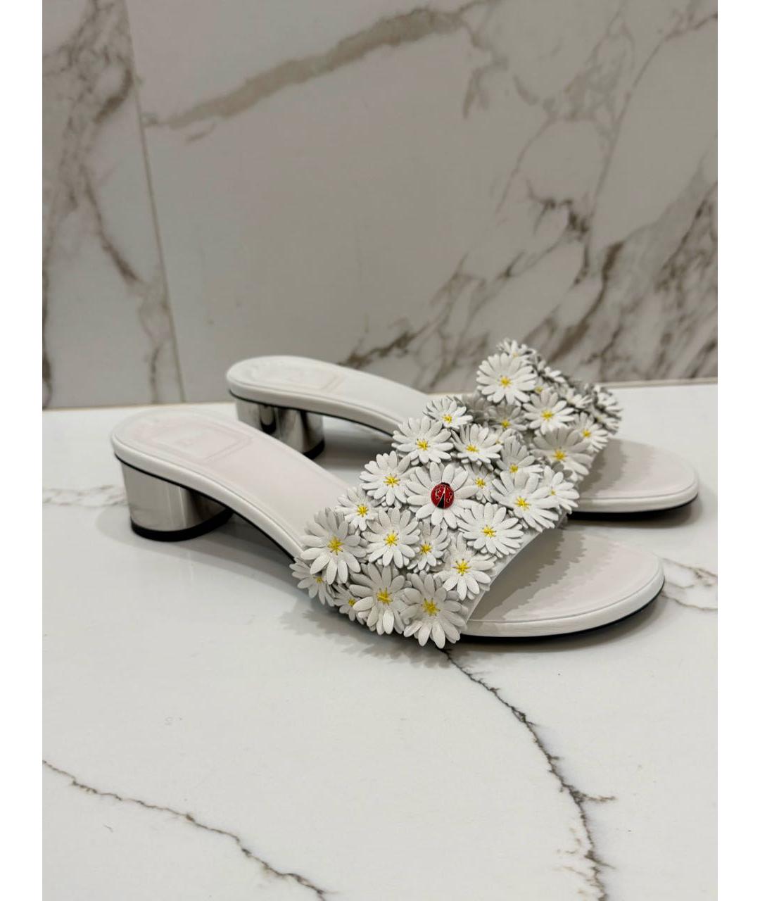 CHRISTIAN DIOR Белые кожаные босоножки, фото 9