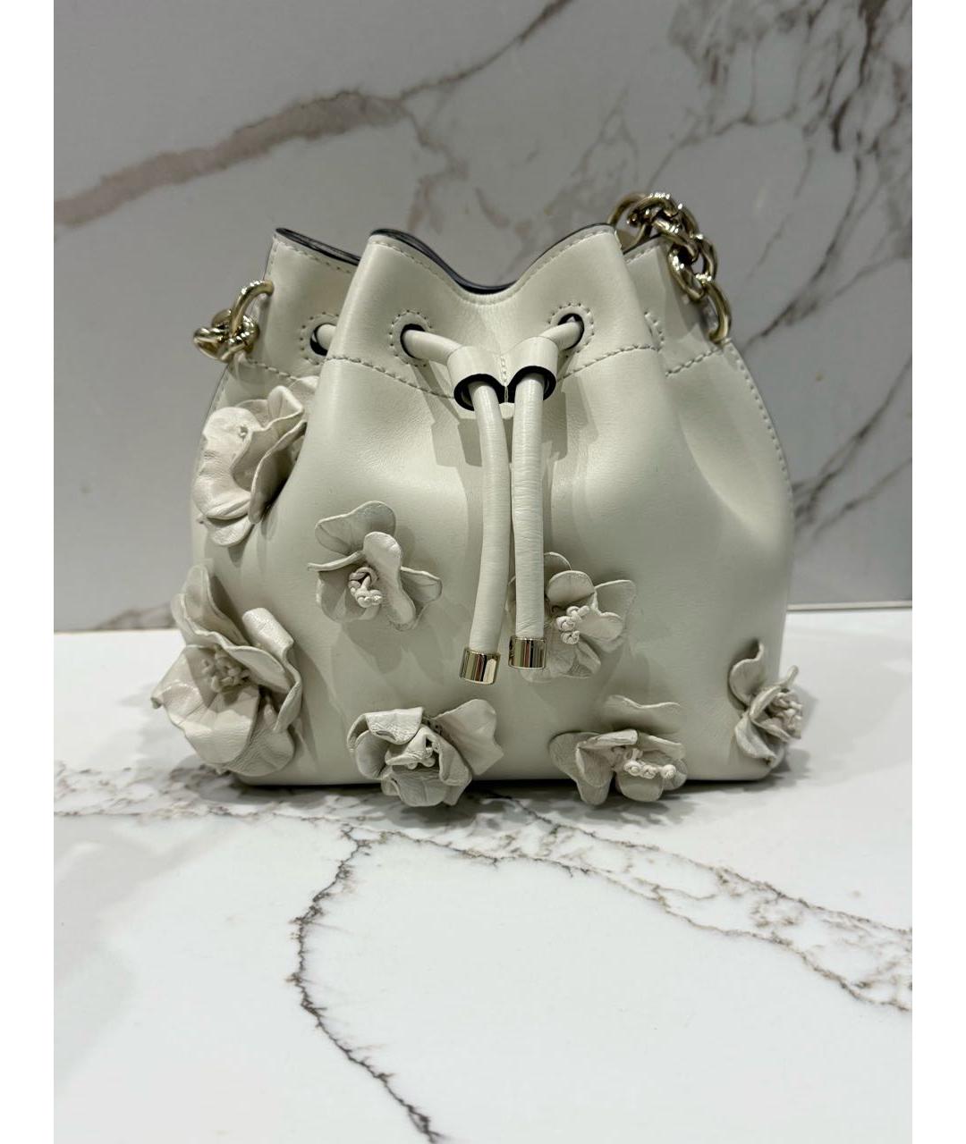 JIMMY CHOO Белая кожаная сумка с короткими ручками, фото 8