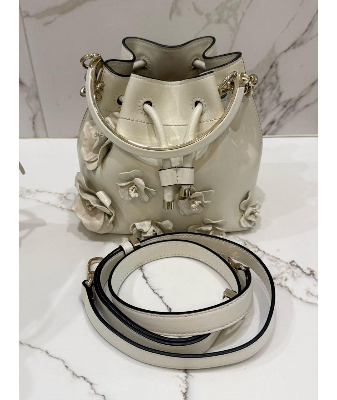 JIMMY CHOO Белая кожаная сумка с короткими ручками, фото 6