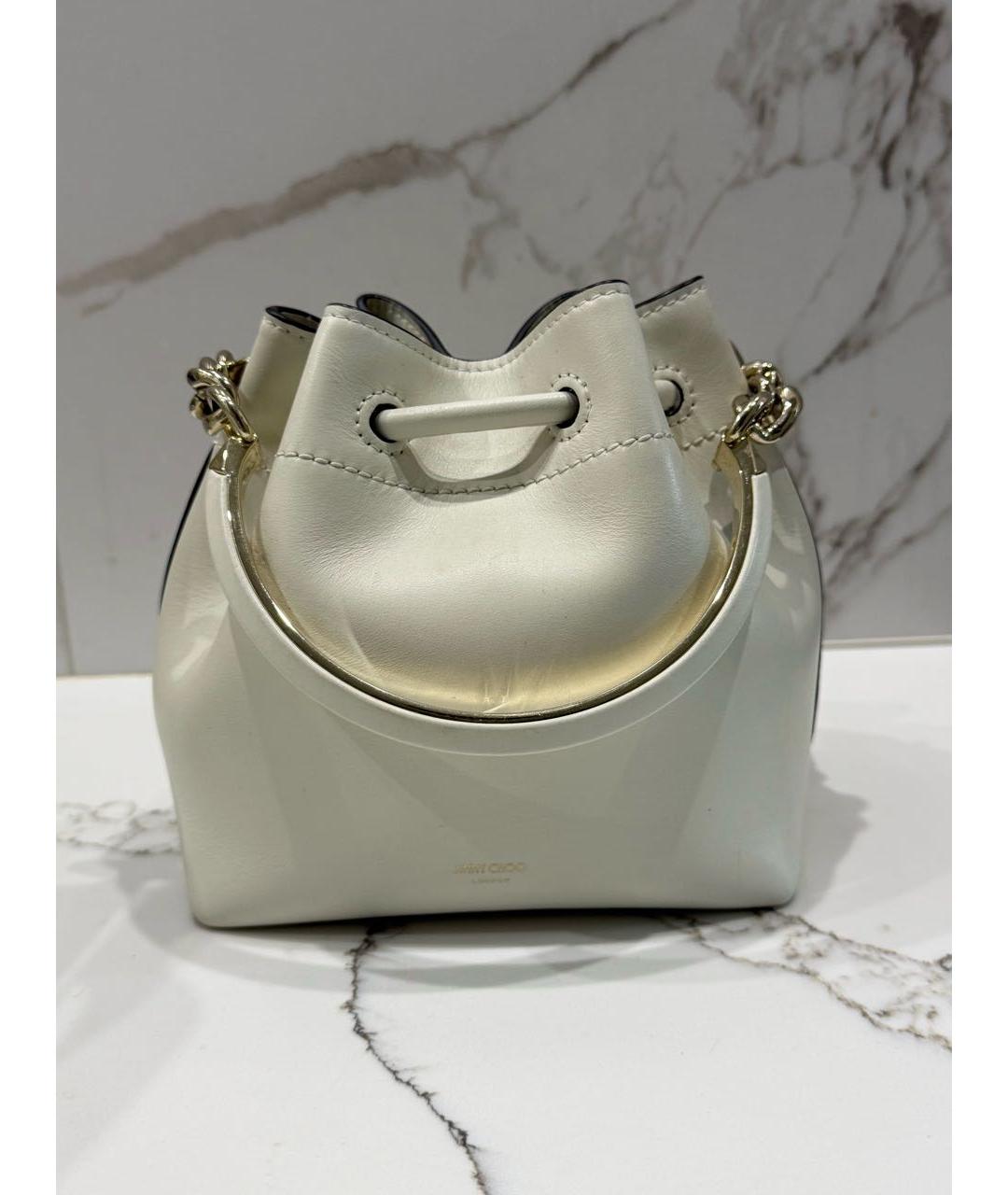JIMMY CHOO Белая кожаная сумка с короткими ручками, фото 3