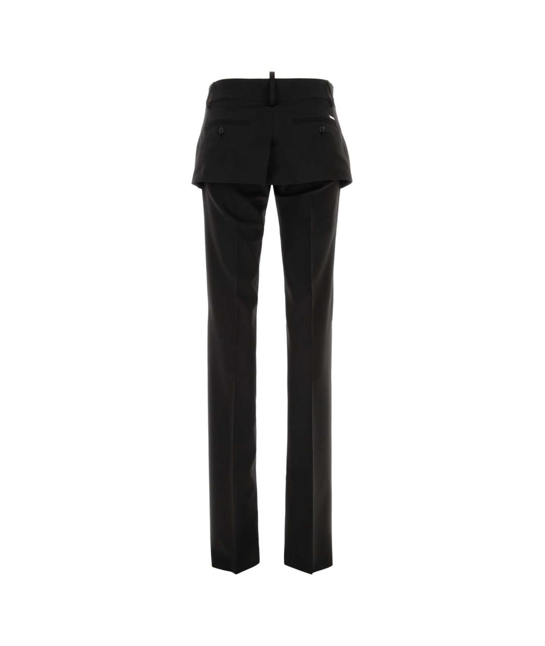 DSQUARED2 Черные шерстяные прямые брюки, фото 2