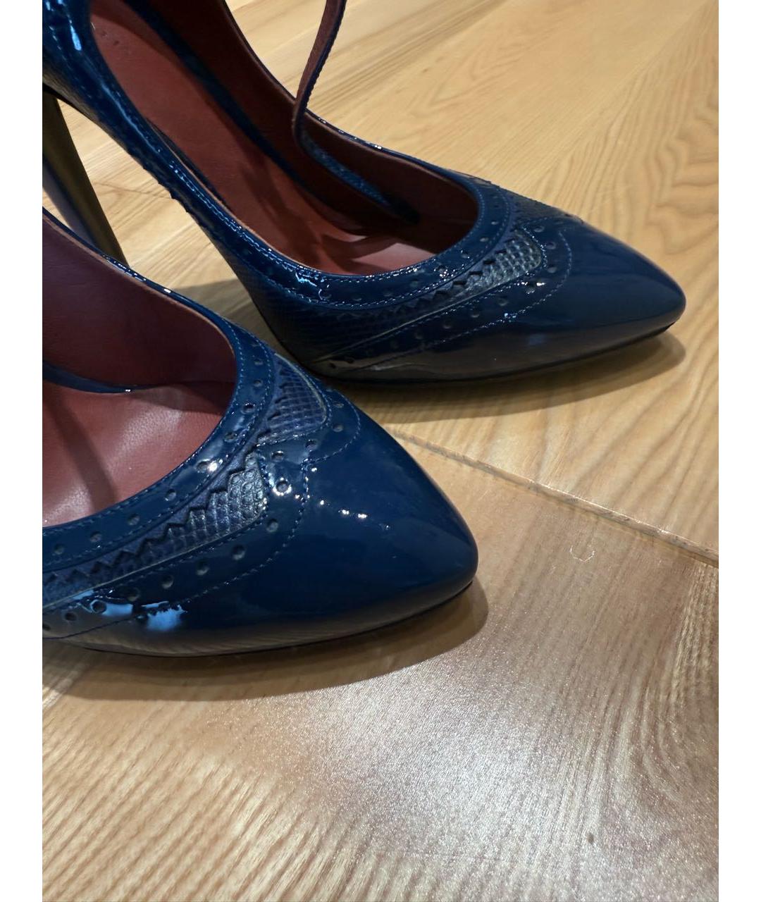 BOTTEGA VENETA Синие кожаные туфли, фото 6