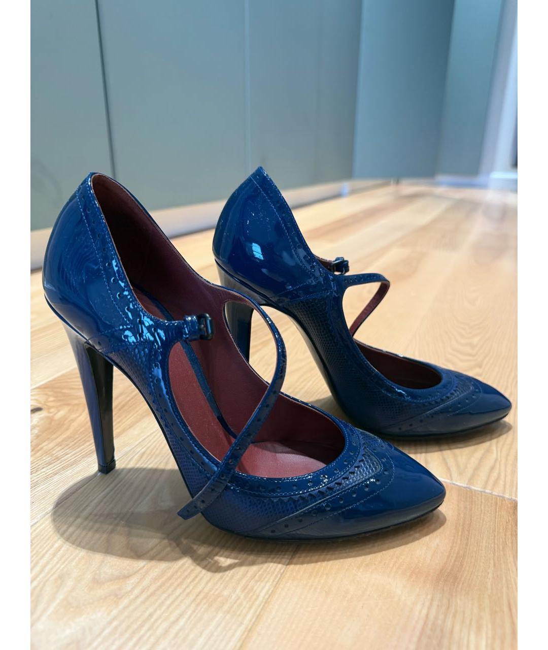 BOTTEGA VENETA Синие кожаные туфли, фото 5