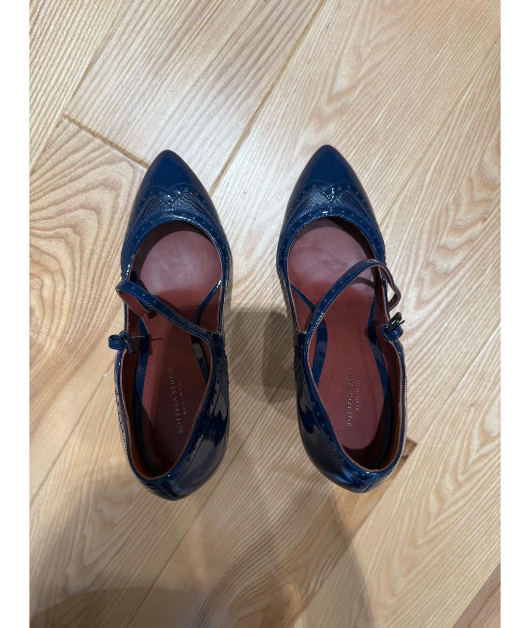BOTTEGA VENETA Синие кожаные туфли, фото 3