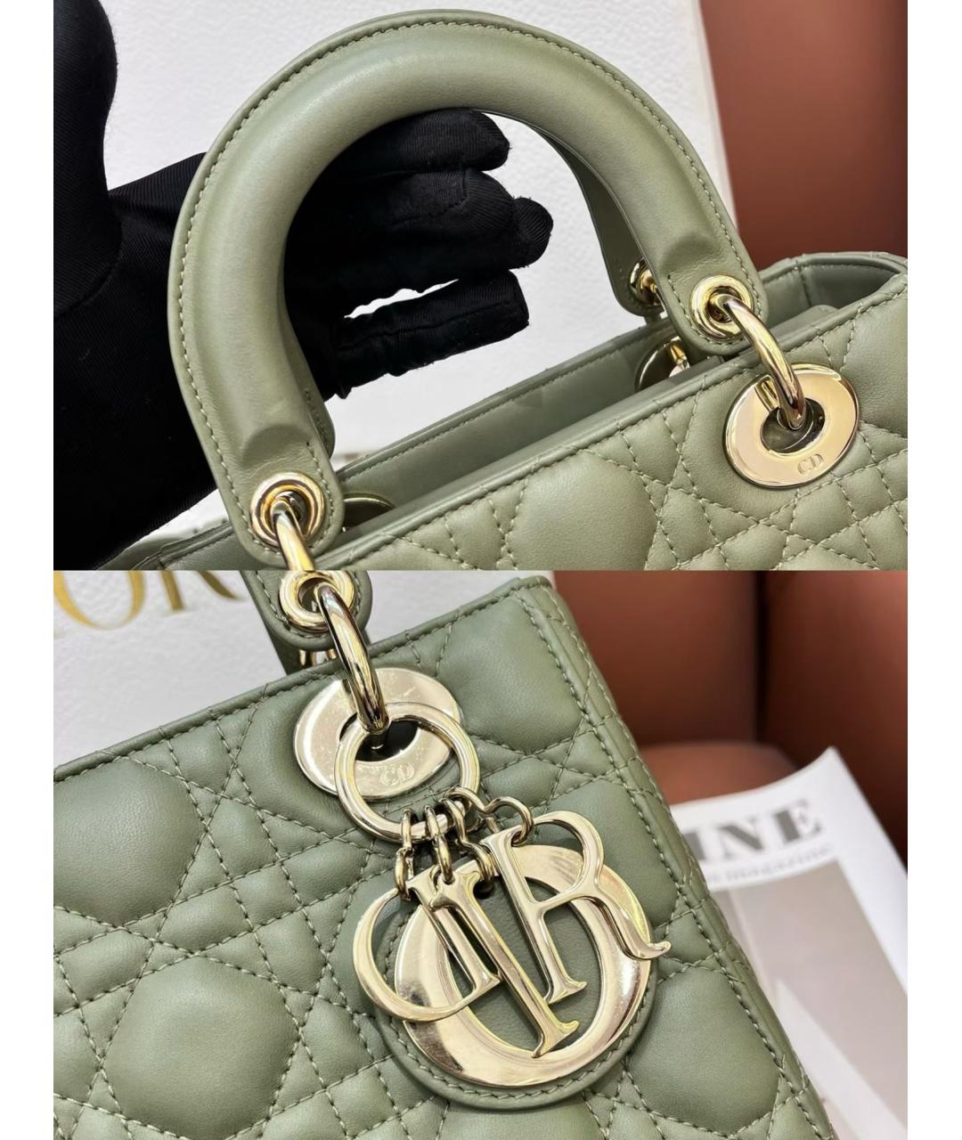 CHRISTIAN DIOR Зеленая кожаная сумка с короткими ручками, фото 3