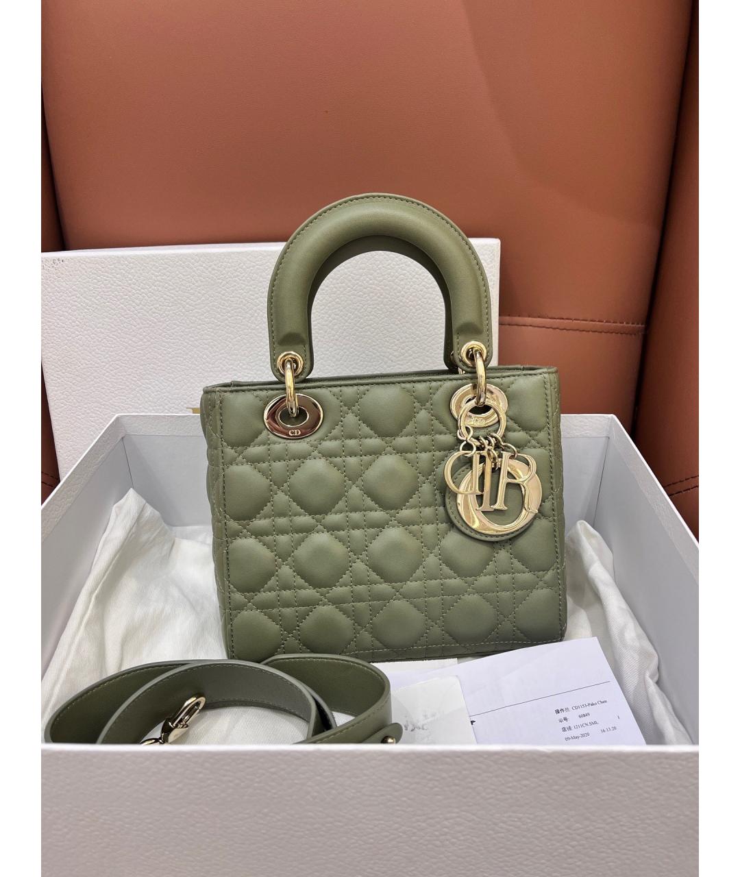 CHRISTIAN DIOR Зеленая кожаная сумка с короткими ручками, фото 9