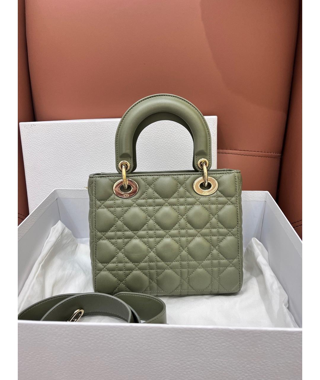 CHRISTIAN DIOR Зеленая кожаная сумка с короткими ручками, фото 2