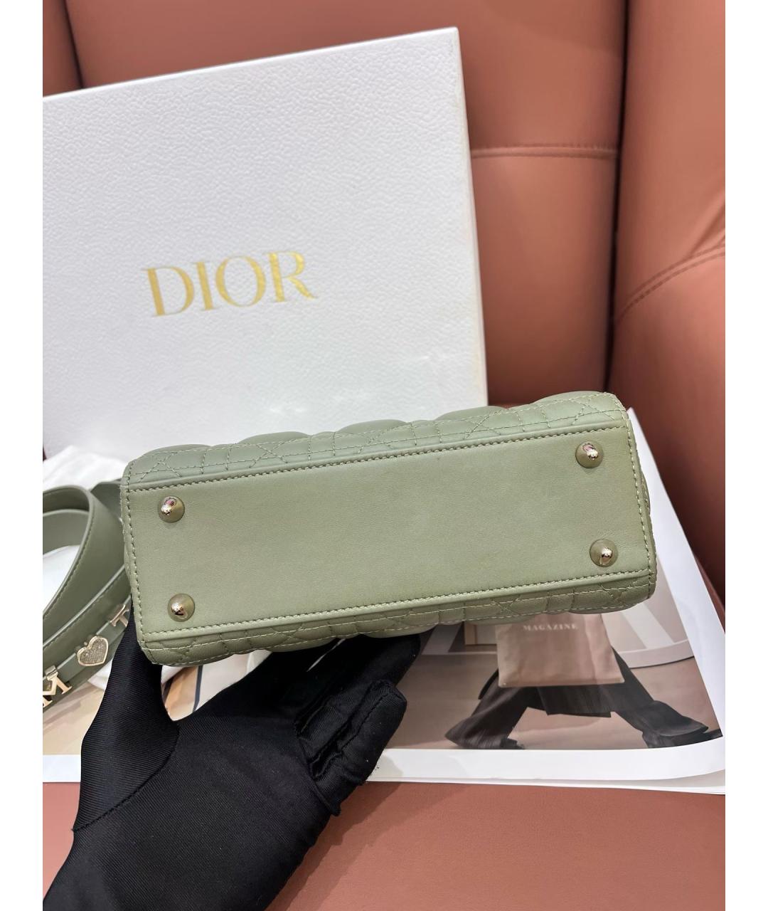 CHRISTIAN DIOR Зеленая кожаная сумка с короткими ручками, фото 4