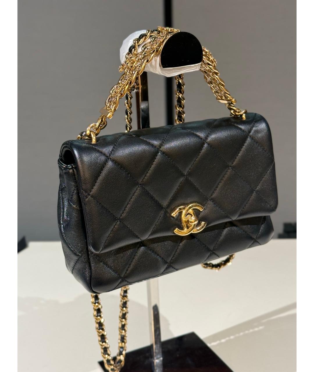 CHANEL Черная кожаная сумка через плечо, фото 3