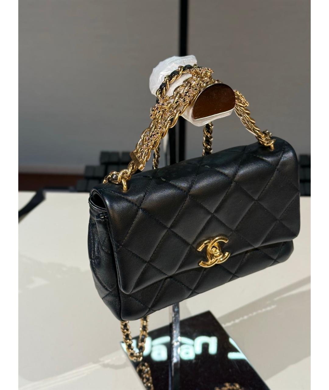 CHANEL Черная кожаная сумка через плечо, фото 4