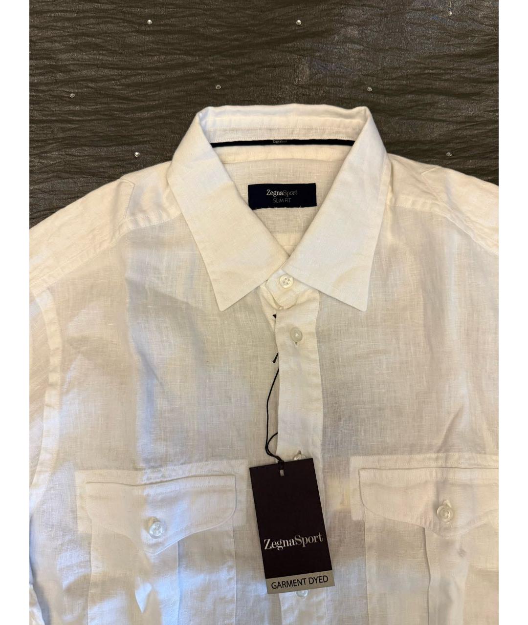 ZEGNA Белая льняная кэжуал рубашка, фото 3