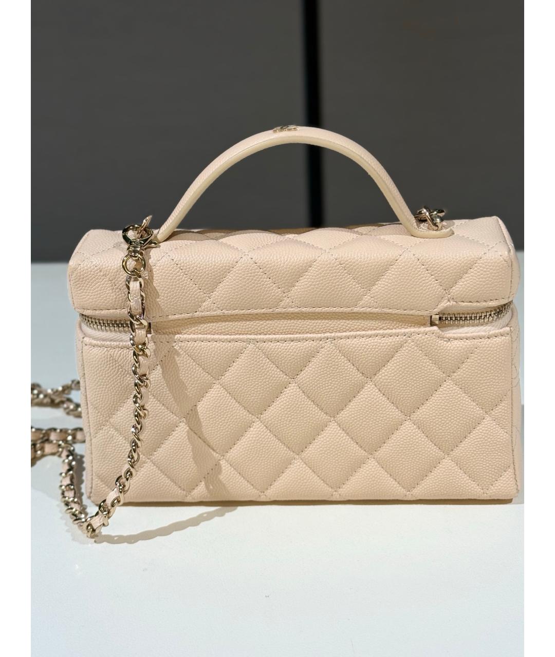 CHANEL Бежевая кожаная сумка через плечо, фото 4