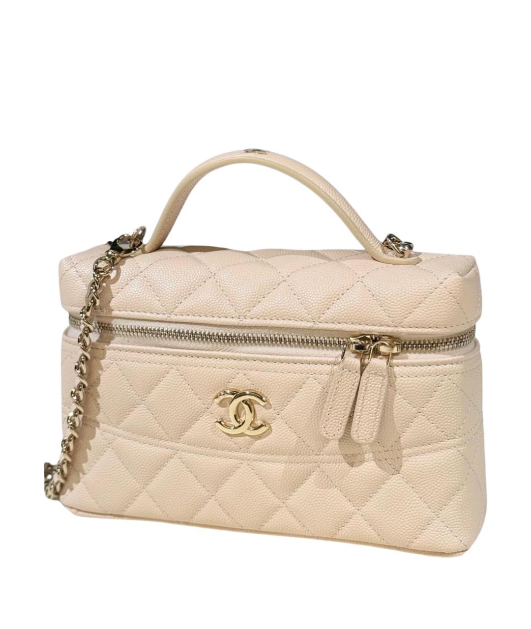 CHANEL Бежевая кожаная сумка через плечо, фото 1