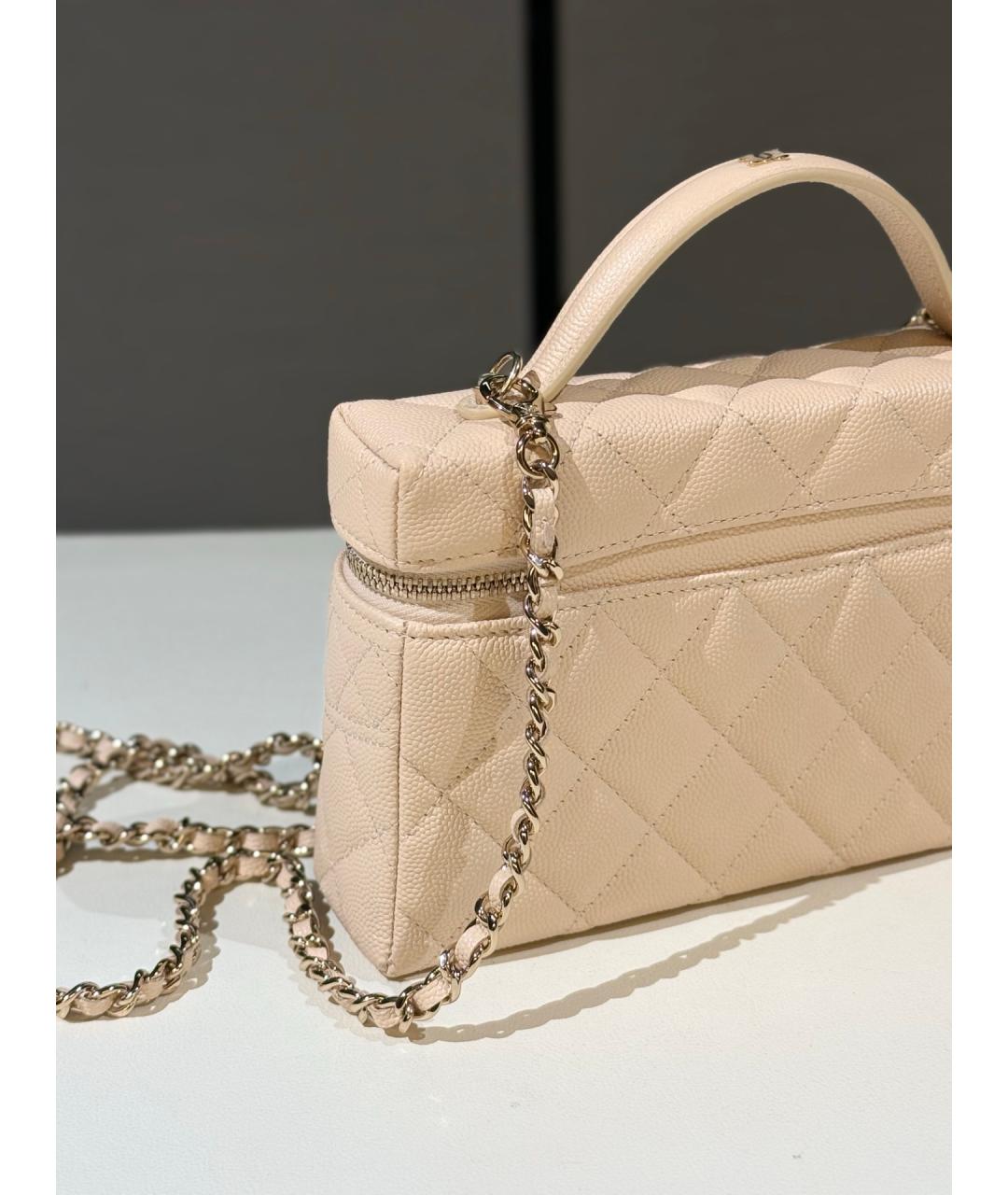 CHANEL Бежевая кожаная сумка через плечо, фото 5