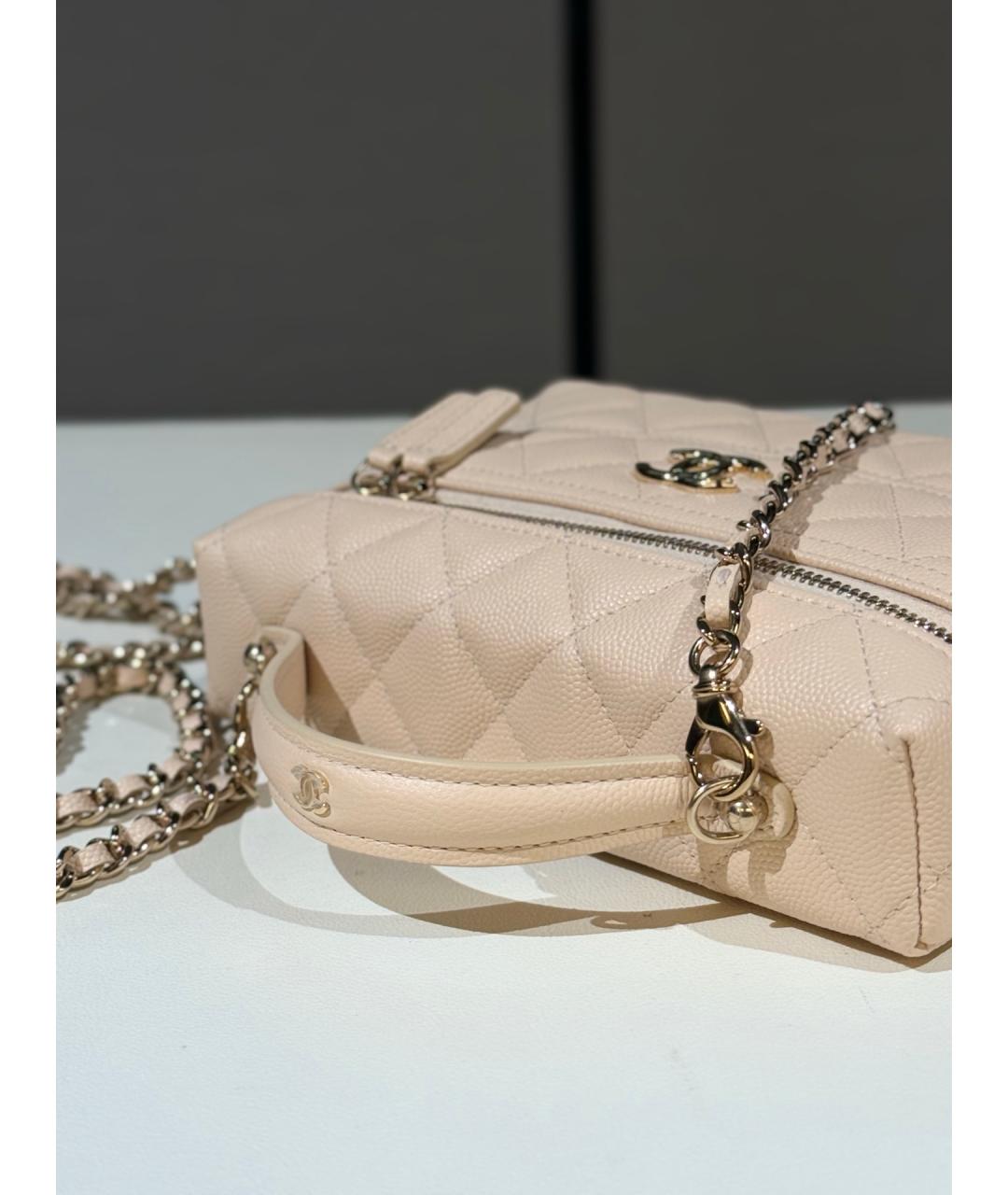 CHANEL Бежевая кожаная сумка через плечо, фото 7