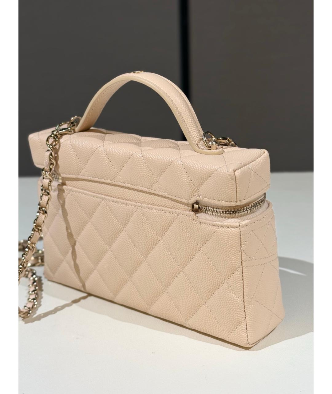 CHANEL Бежевая кожаная сумка через плечо, фото 6