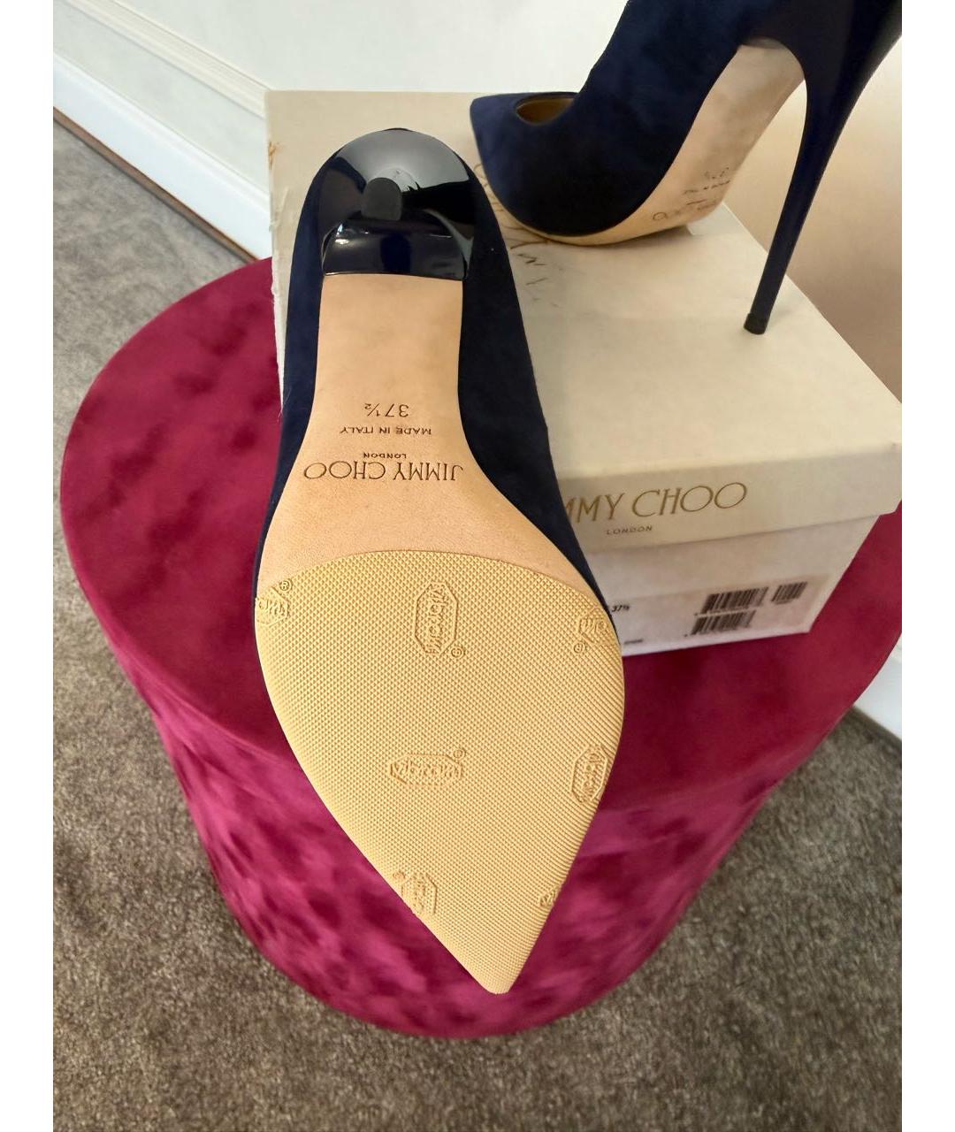 JIMMY CHOO Темно-синие замшевые туфли, фото 5