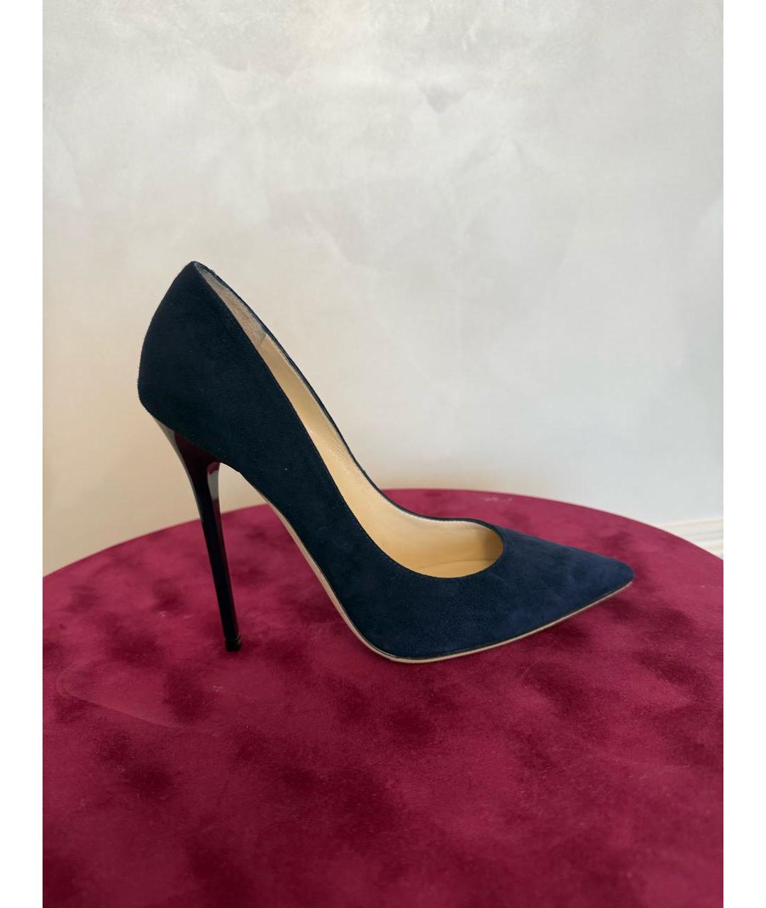 JIMMY CHOO Темно-синие замшевые туфли, фото 7