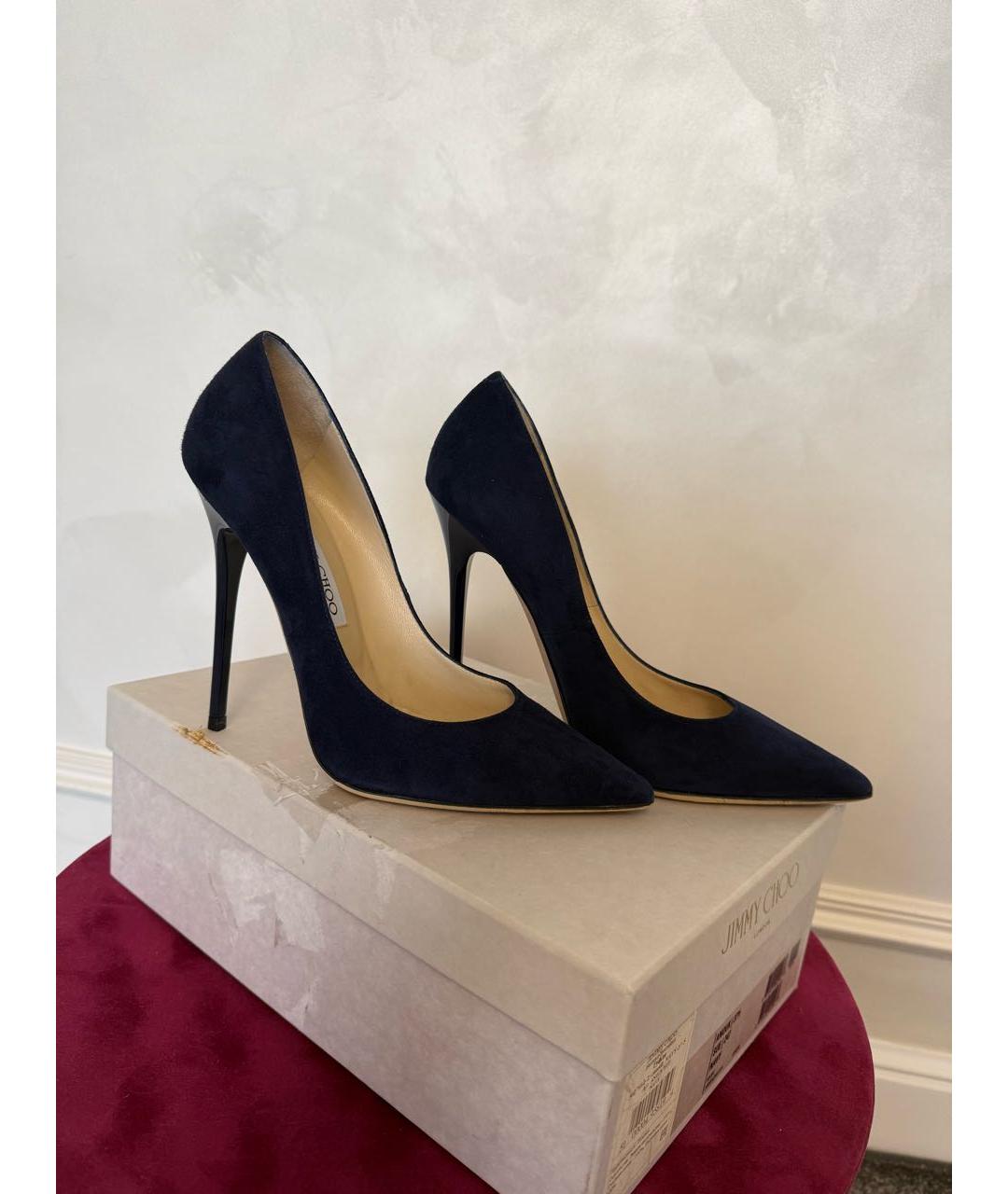 JIMMY CHOO Темно-синие замшевые туфли, фото 6