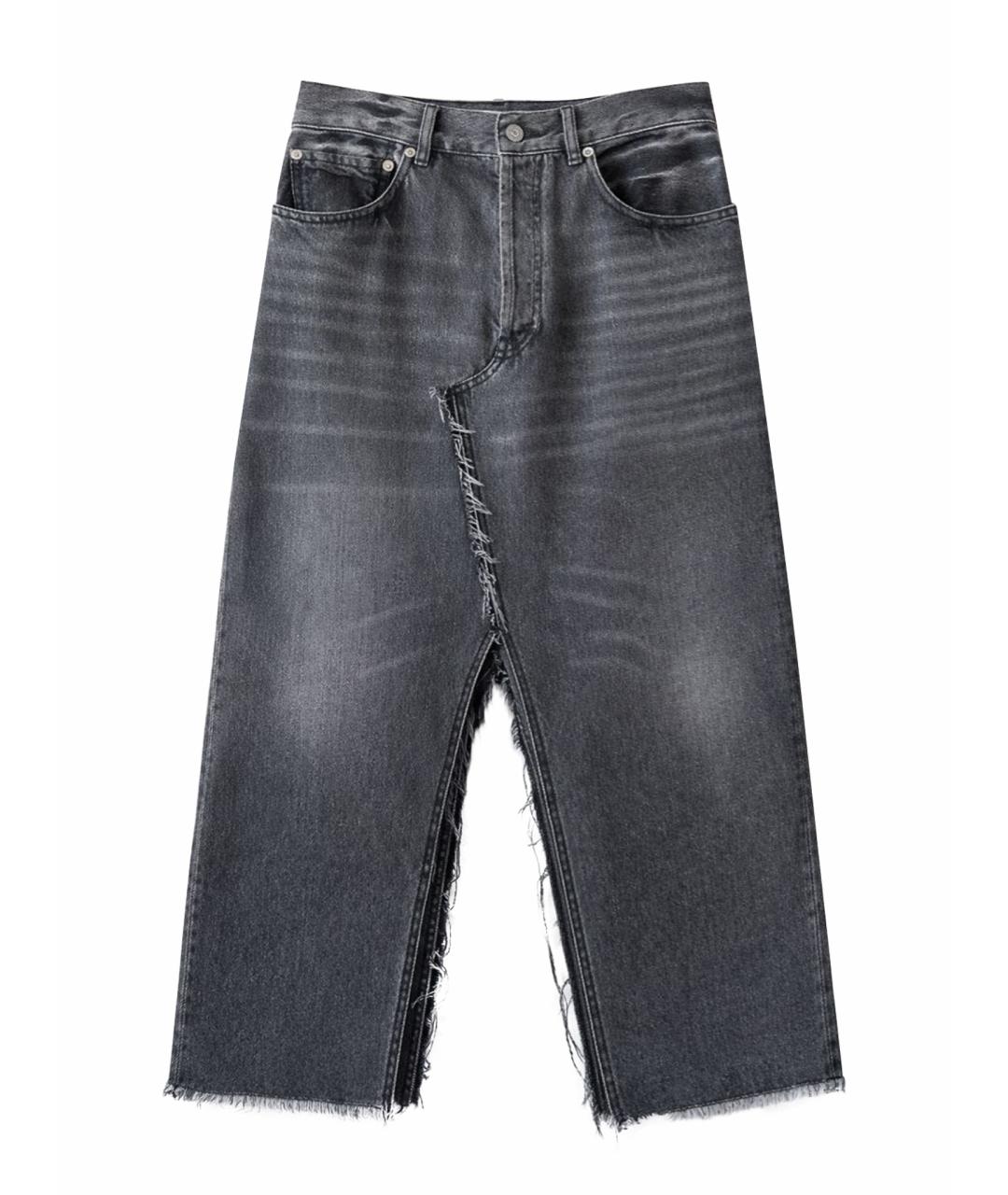GOLDEN GOOSE Антрацитовая хлопковая юбка миди, фото 1