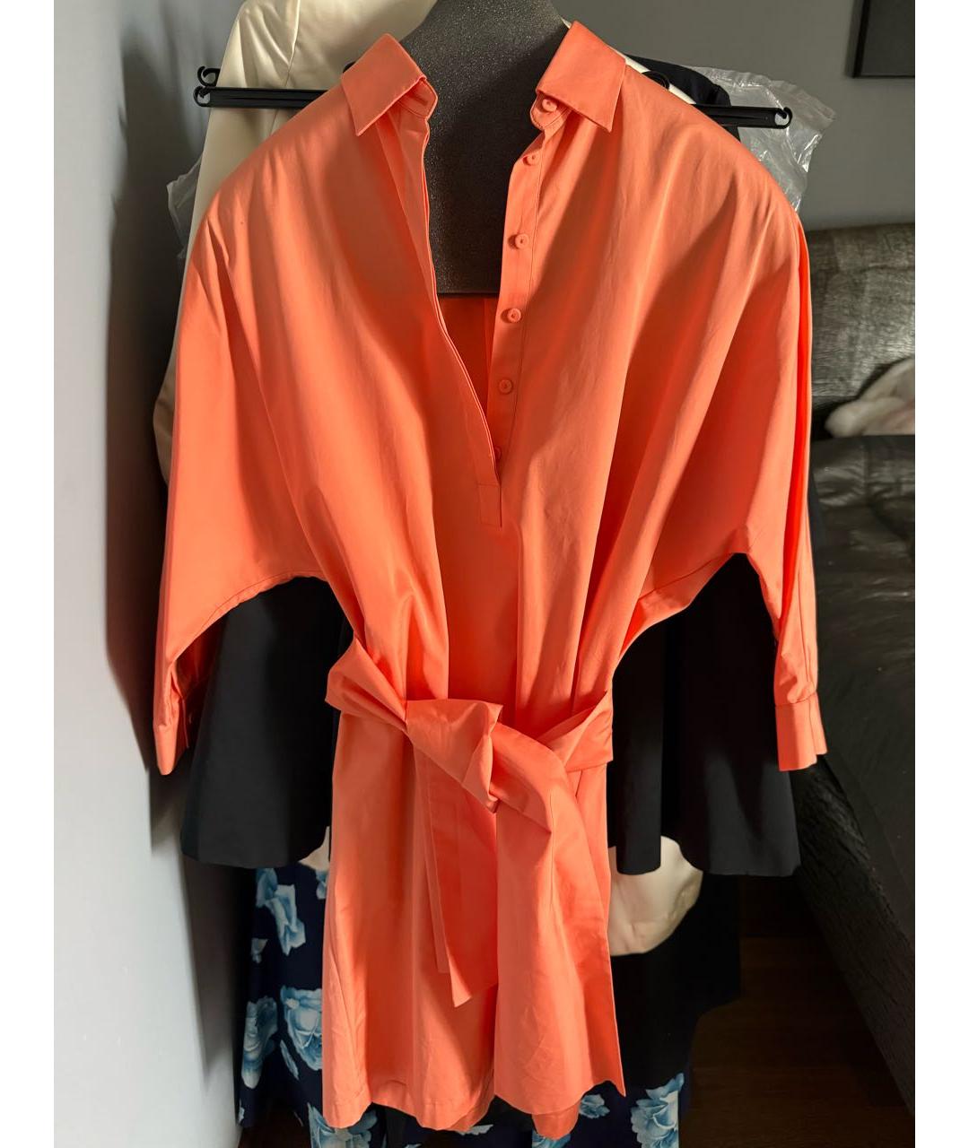 MAX MARA Оранжевое хлопковое повседневное платье, фото 7