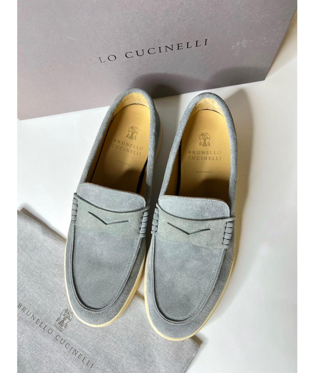 BRUNELLO CUCINELLI Серые замшевые лоферы, фото 2