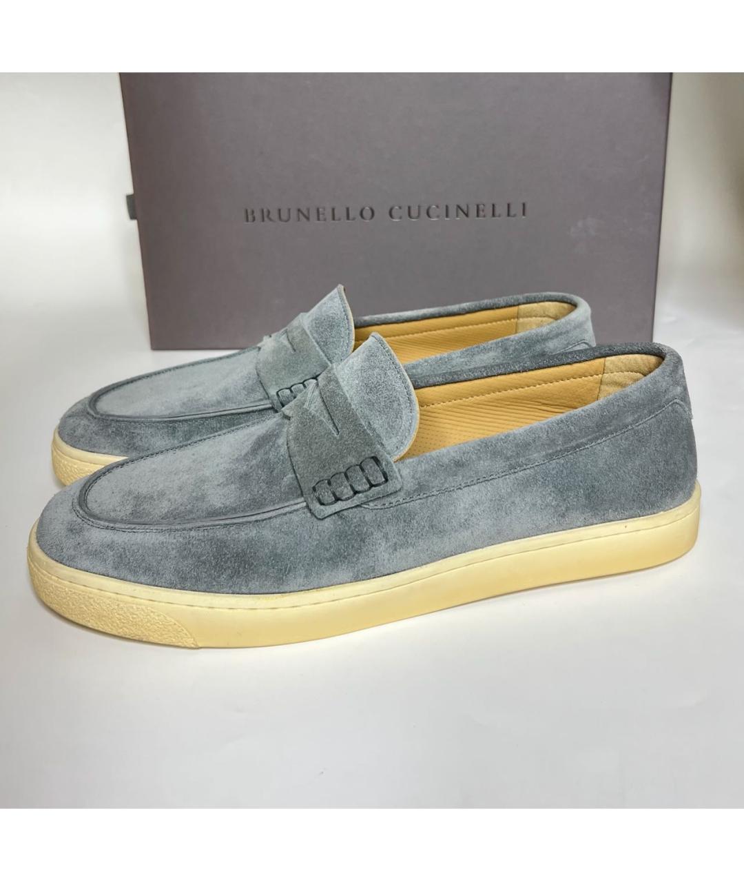 BRUNELLO CUCINELLI Серые замшевые лоферы, фото 8