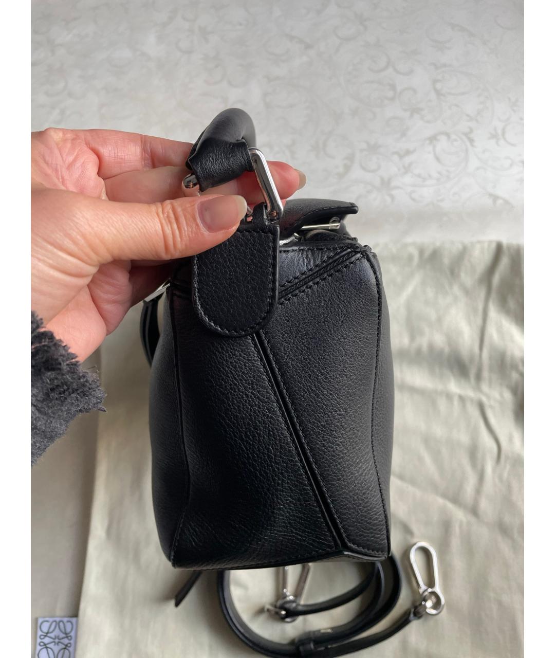 LOEWE Черная кожаная сумка тоут, фото 5