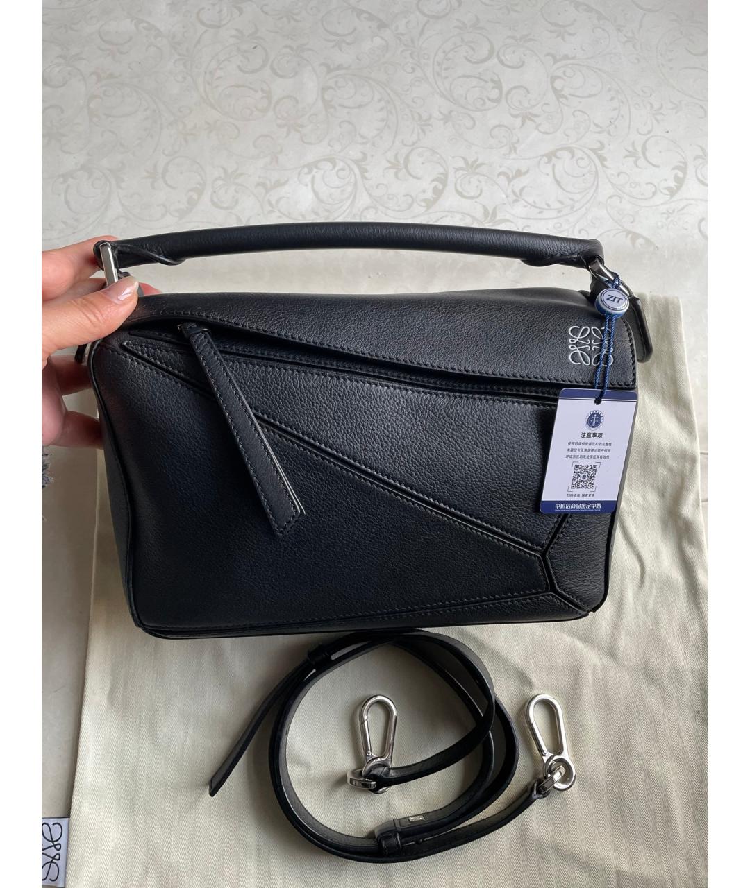 LOEWE Черная кожаная сумка тоут, фото 2