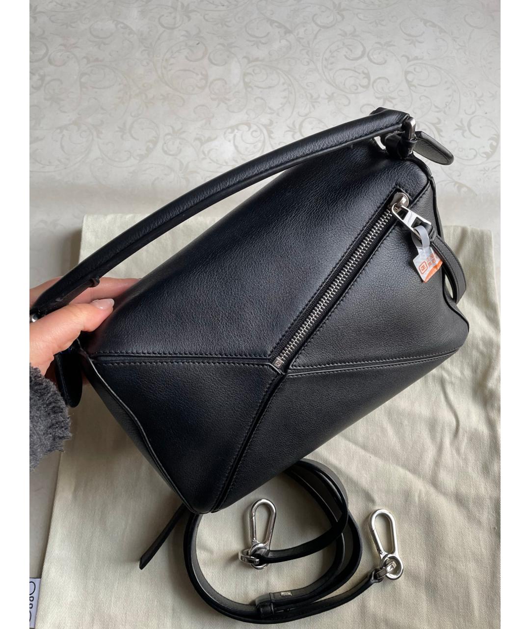 LOEWE Черная кожаная сумка тоут, фото 4
